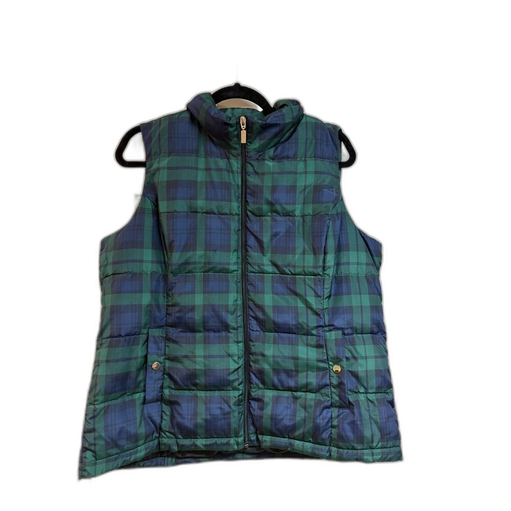 Charter Club Black Watch Plaid Puffer Vest